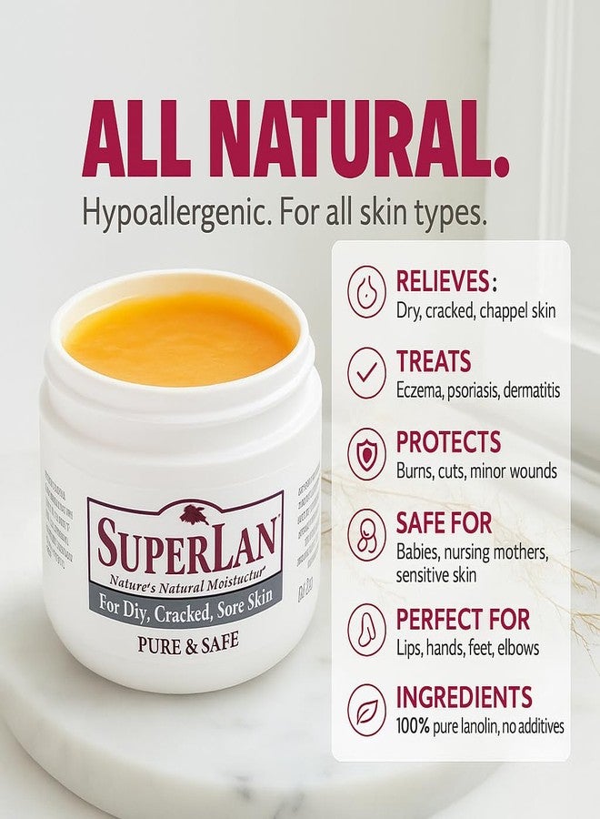 SuperLan Lanolin Nipple Cream 1 Oz - 100% Organic Nipple Cream Lanolin - Body & Face Moisturizer for Eczema, Psoriasis & Severe Dry Skin - Ultra Hydrating & Soothing Skin Moisturizer for Hot & Cold Weather - Image 2